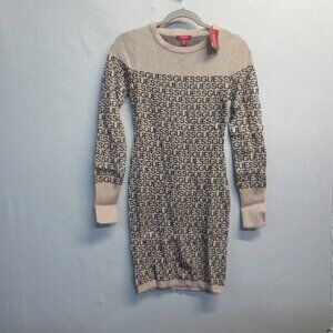 GUESS MUNA LADIES SWEATER DRESS - TAN/BLACK - X-SMALL